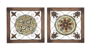 Attractive Metal Wood Wall Plaque 2 Assorted