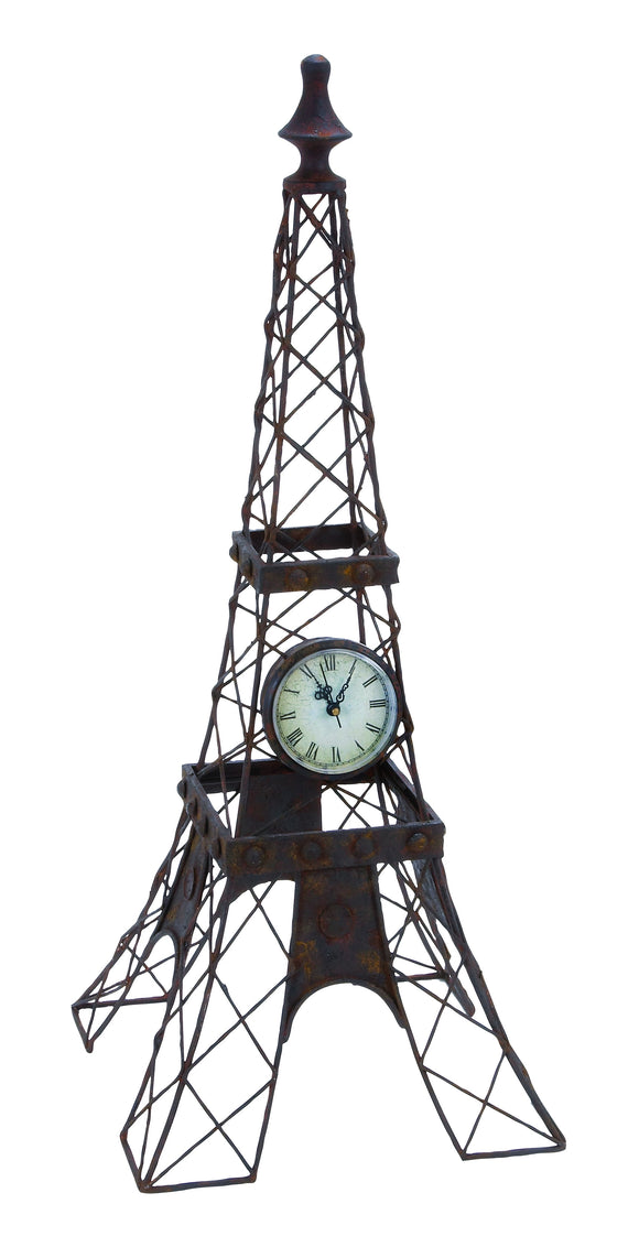 METAL CLOCK MOUNTED ON AN IRON STRUCTURE