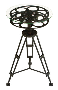 METAL GLASS ACCENT TABLE A TRIPOD TABLE