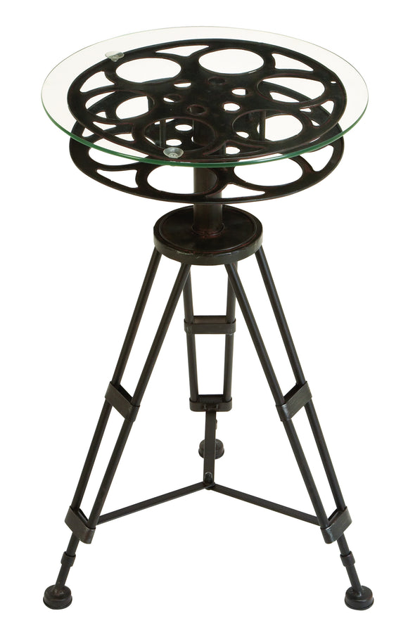 METAL GLASS ACCENT TABLE A TRIPOD TABLE