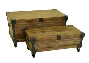 WOOD METAL TRUNK SET OF 2 DESIGNED FOR LIMITED EDITIONS