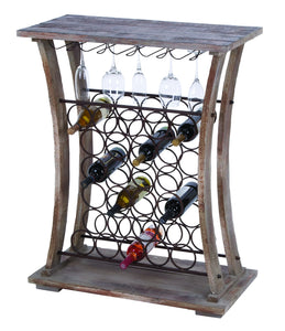 Tall Wood Metal Wine Bar 40"H, 32"W