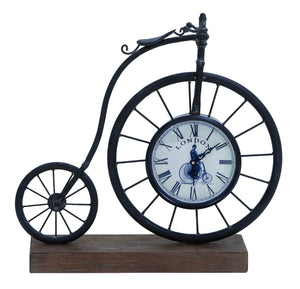 Metal Wood Bike Clock 14"H, 14"W