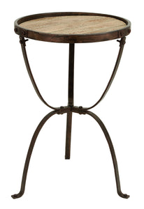 Metal Wood Side Table 27"H,18"W Accent Collection