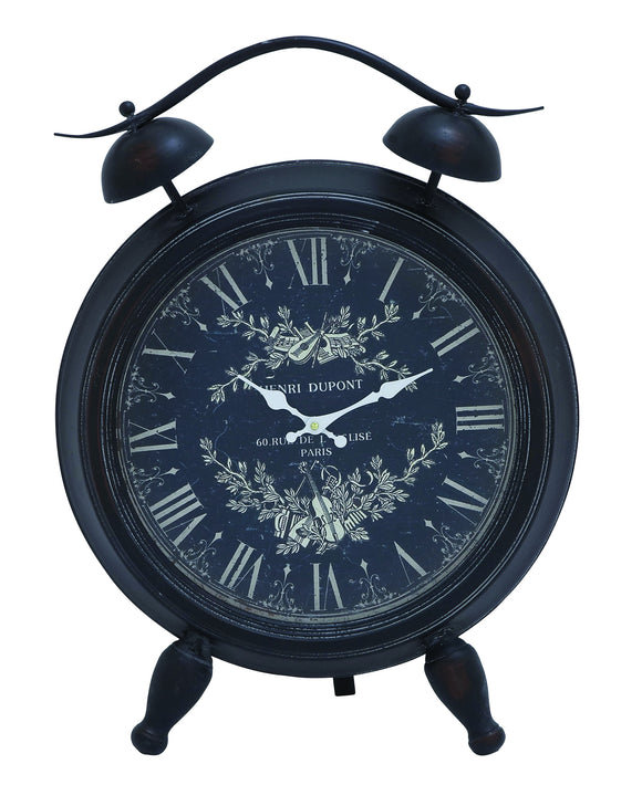 Table Clock with White Intricate Design & Roman Numerals