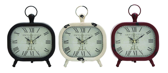 Shanghai Antique Styled Metal Table Clock 3 Assorted