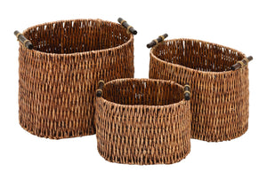 Rattan Basket Set/3 15", 13", 11"W Unique Home Accents