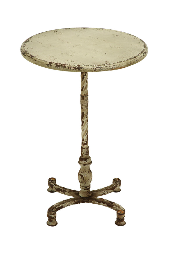 METAL ACCENT TABLE WITH LIGHT YELLOW- BROWN COLORS