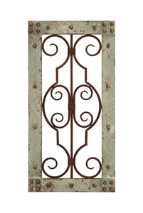 Antiqued Wooden and Metal Wall Panel with Vintage Ruggedness