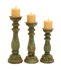 Wooden Candle Holder with Elegant and Rustic Style - Set of 3