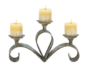 Metal Candle Holder 15"W, 9"H