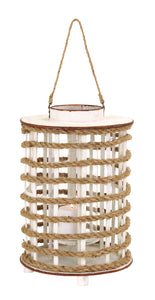 Wooden Chic Glass Delicate  Lantern with Rope Extension