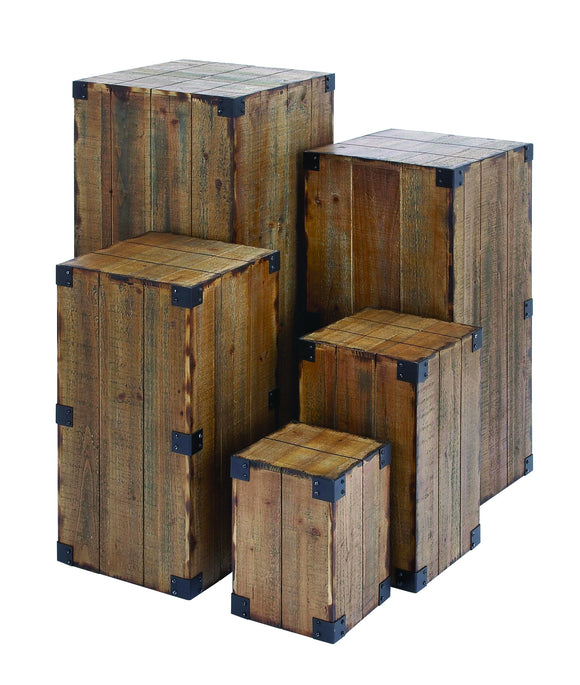 Pedestal with Cuboid Blocks and Defined Edges (Set of 5)