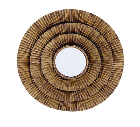 Classy Designed Metal Wall Round Mirror in Golden Finish