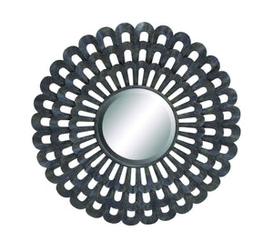 Dark Black Finished Classy 35" D Metal Wall Round Mirror