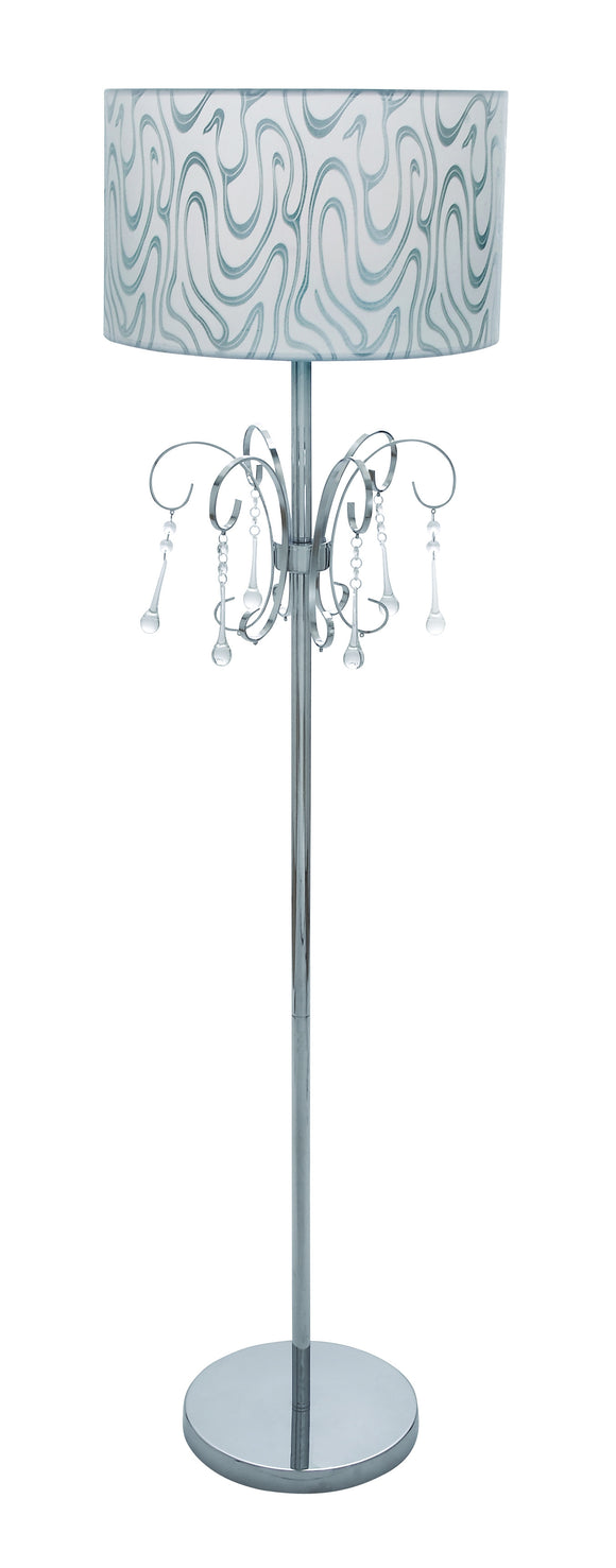 Metal Floor Lamp with Intricately Detailed Metal Beaded Tassels