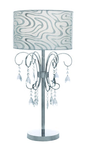 Venica Table Lamp with Chic Printed Lampshade and Beaded Tassels