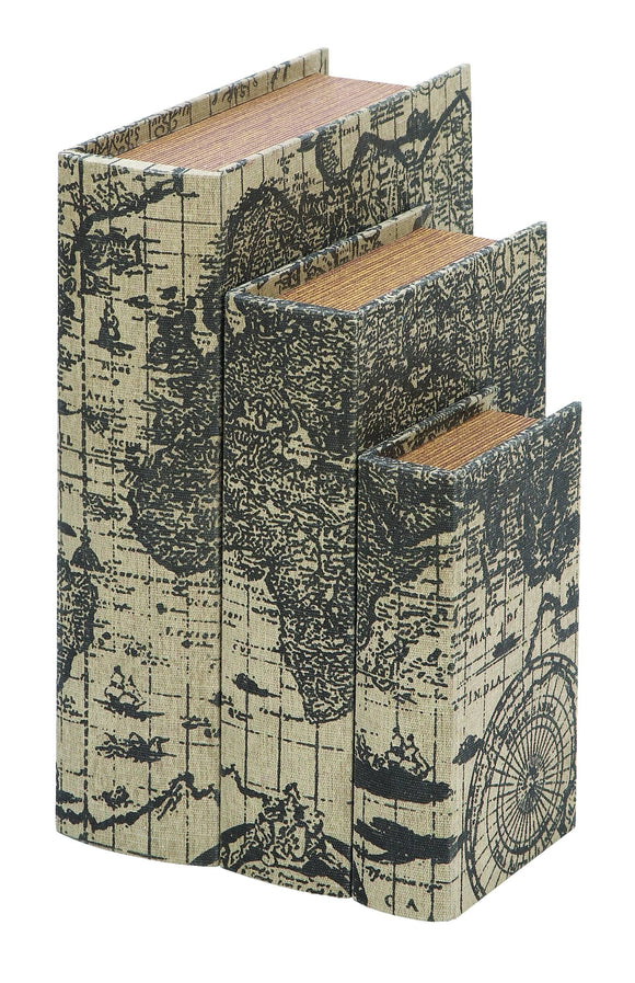 Faux Book Boxes With Ancient World Map