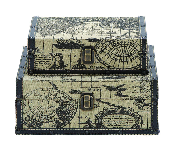 Square Shape Traveling Boxes With Ancient World Map