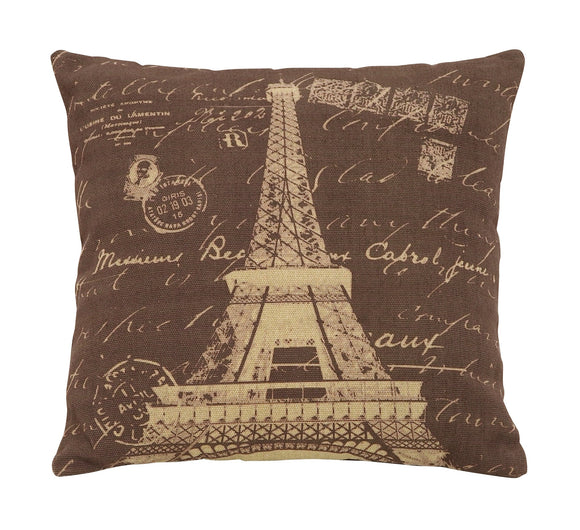 Brown Pillow With Paris Eiffel Tower Theme