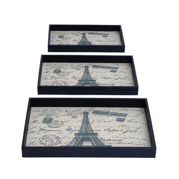 Paris Themed Tray Set With Fabric