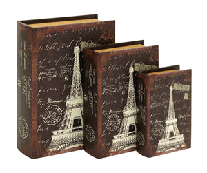 Book Box in Dark Brown Hue with Robust Design - Set of 3