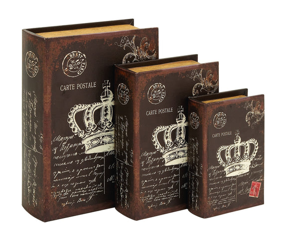 Book Box with An Antiqued Brown Finish - Set of 3