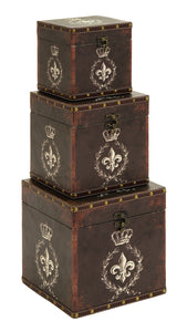 Box with Charming Fleur-De-Lis Patterns - Set of 3