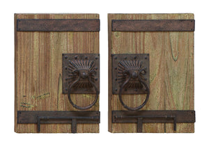 Wall Décor of Ancient Door With Iron Handles