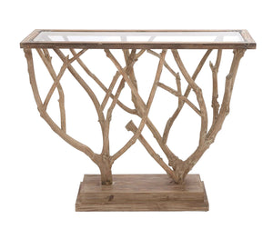 The Brilliant Wood Glass Console Table