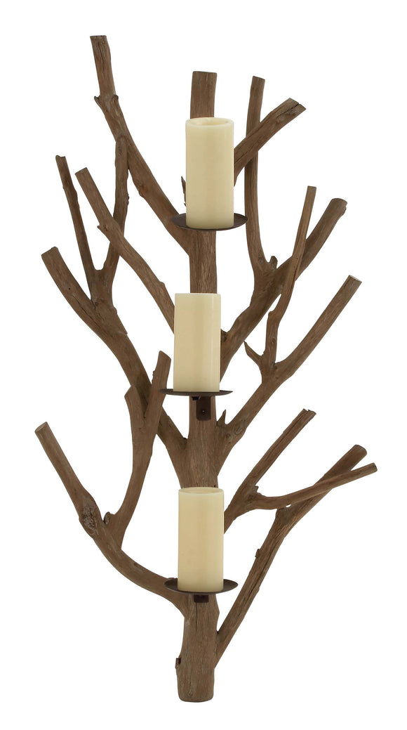 Nature’s Wood Metal Candle Sconce