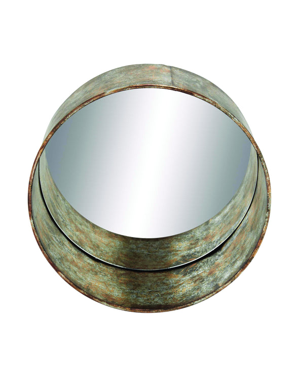 Wall mirror with rustic metal finish