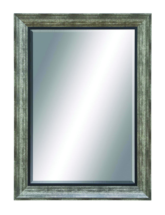 Beveled Mirror with Textured Grey Black & Black Accents