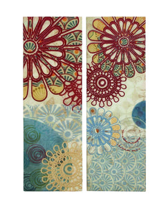 Multihued flowery parallel canvas art