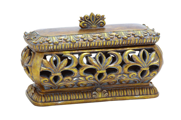 Solid Polystone Pierced Box with Gold Polish