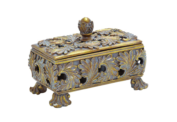 Decorative Box in Stunning Gold Finish & Dull Grey Wash