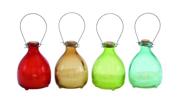 Beautifully Lining Textured Glass Led Candle 4 Assorted