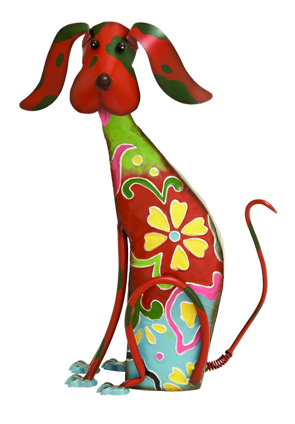 Adorable Multicolored Iron Dog Garden and Lawn Decor 17