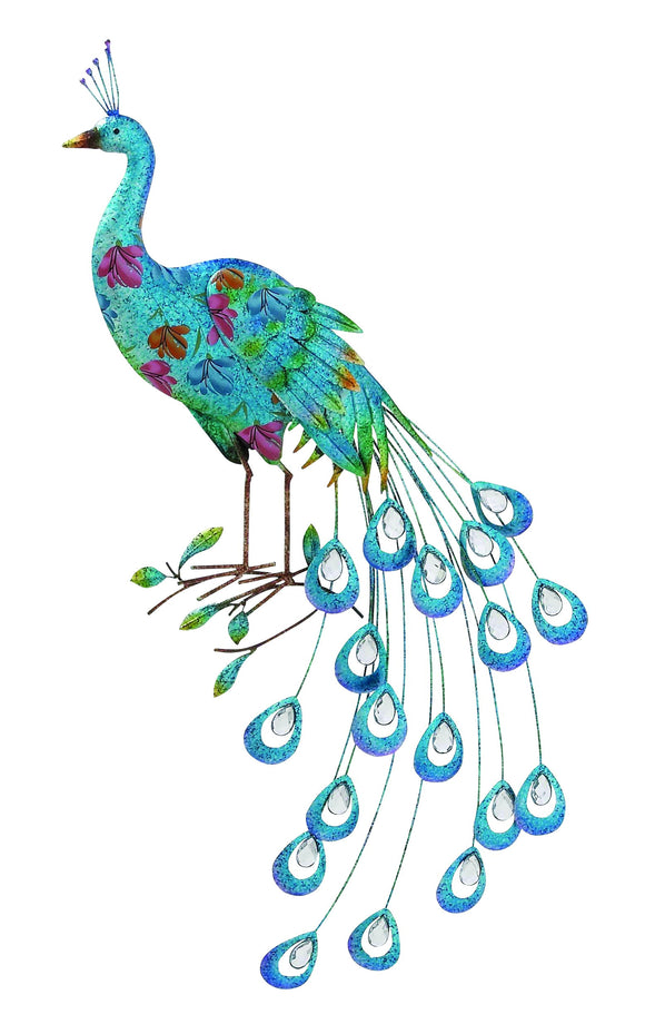 Metal crafted peacock décor