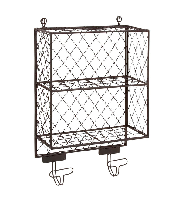 Attractive Styled Metal Shelf with Hooks