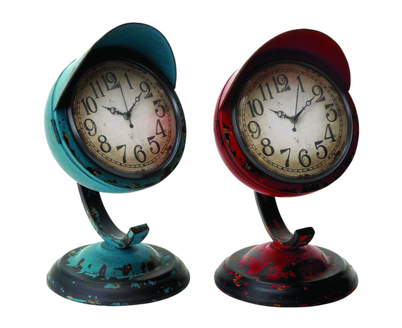 Table Clock Assorted in Red and Blue Colors - Set of 2