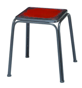 Stool with a Bright Red Finish with Solid and Slender Legs