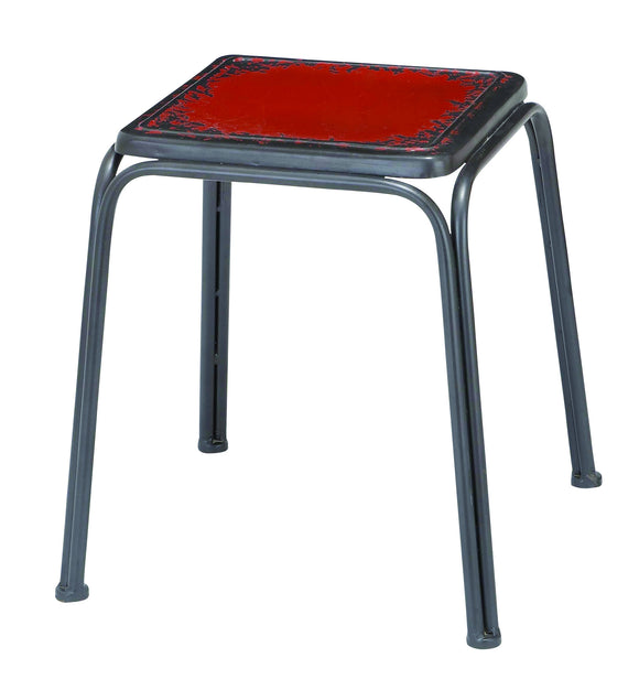 Stool with a Bright Red Finish with Solid and Slender Legs