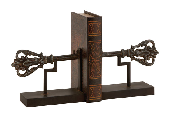 Wonderful Customary Styled Metal Iron Bookend Pair