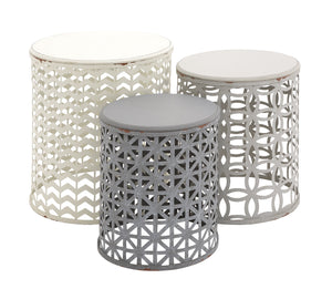 The Toned Down Set of 3 Metal Wood Accent Table