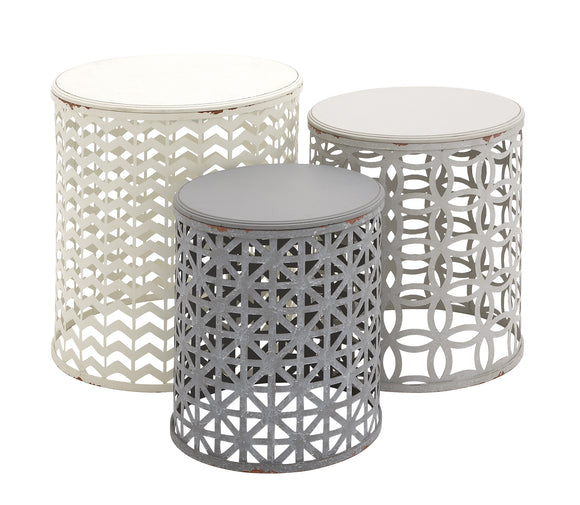 The Toned Down Set of 3 Metal Wood Accent Table