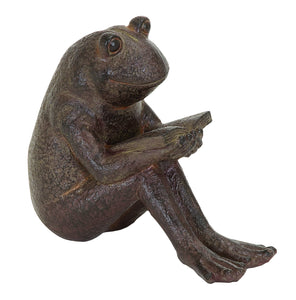 Quite Reading Garden Frog Statue in Polystone