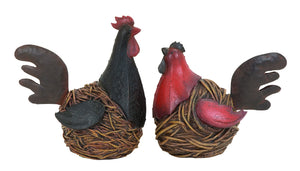 Old Look Garden Hen Or Rooster From Heavy Polystone