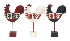 Assorted Kitchen Rooster Farm Fresh Sign In Polystone