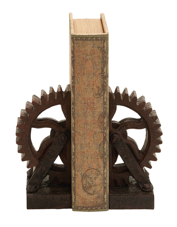 Rusted Gear Themed Book End Set